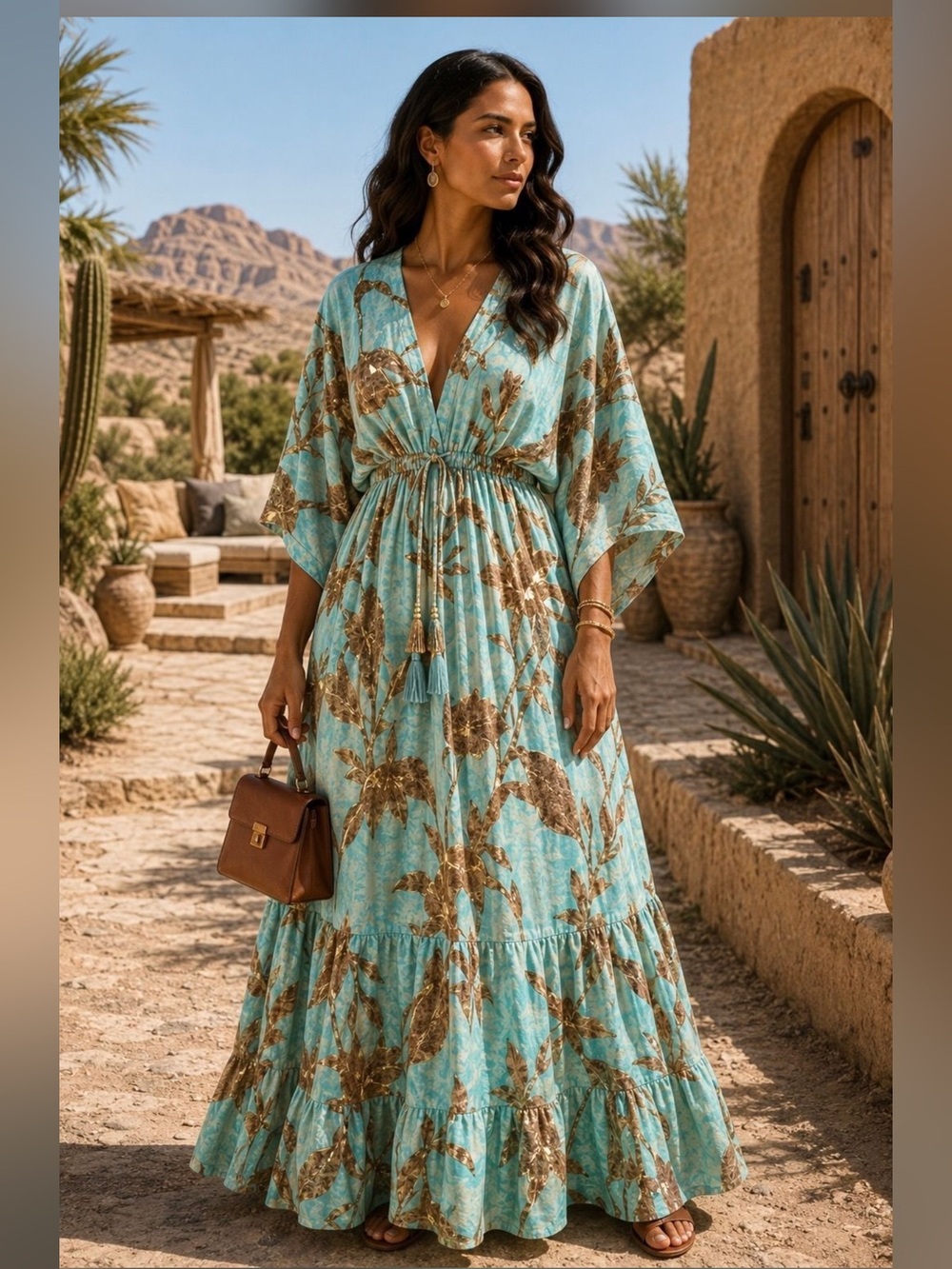 Made in India silk blend Kimono Boho Maxi Dress
